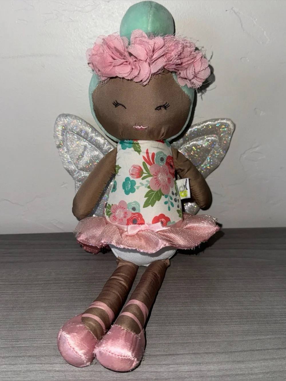 Go By Goldbug Plush Floral Fairy Doll Baby Activity Toy Rattle Crinkle Wings 12”